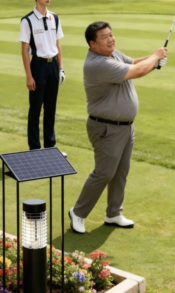 高級哥爾夫球場花園旁裝上MP5太陽能滅蚊燈