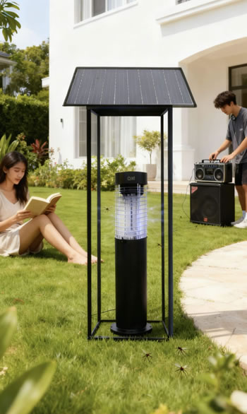 獨立屋外美麗舒適草地裝上MP5太陽能滅蚊燈