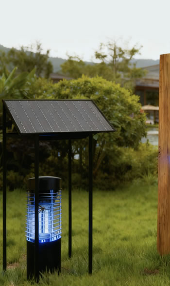 溫泉旅館入口裝上MP5太陽能滅蚊燈