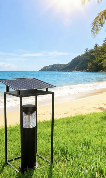 大海與沙灘渡假屋外裝上MP5太陽能滅蚊燈